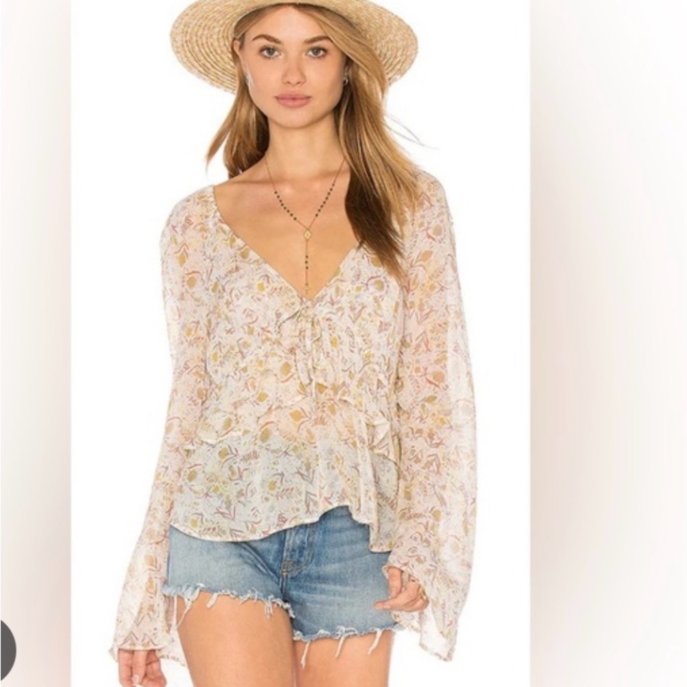 Free People Floral Uptown Blouse, Size L. VGUC!